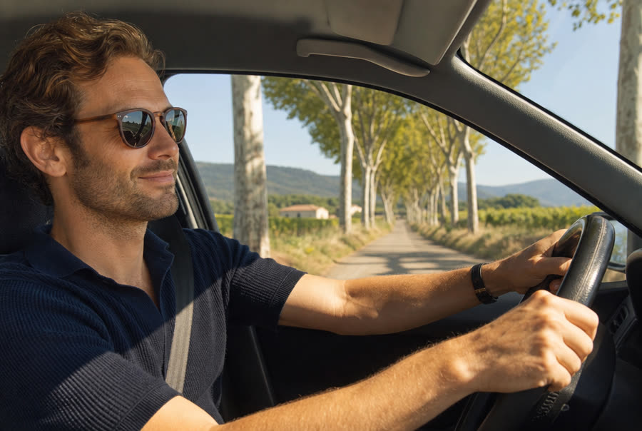 Conducteur serein au volant, points conservés